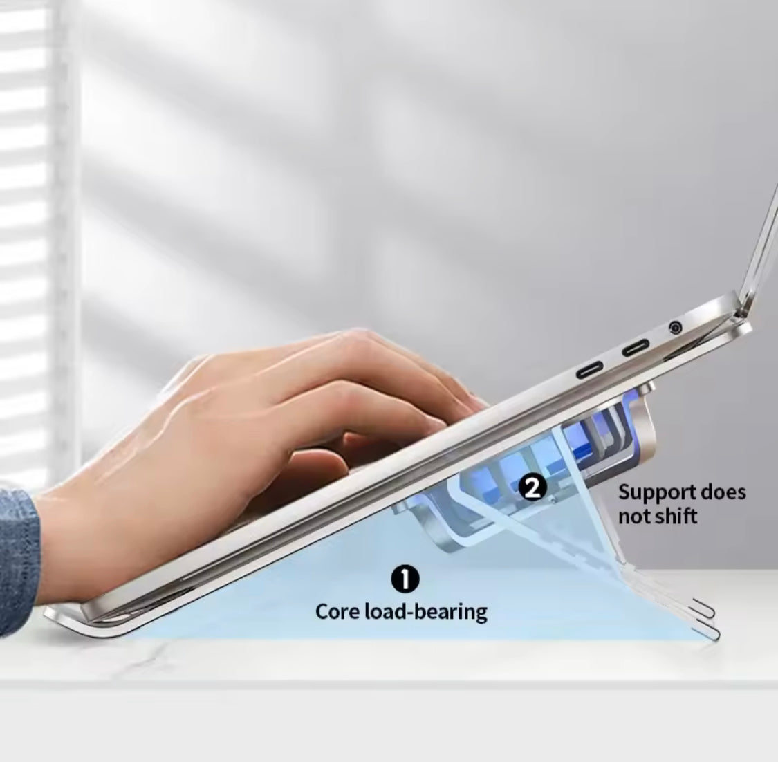 Portable Aluminium Alloy Notebook Stand, Laptop Stand With Computer Cooling Fan, Foldable Dual Fan Desktop Computer Cooling Bracket Portable Aluminium Alloy Notebook Stand, Laptop Stand With Computer Cooling Fan, Foldable Dual Fan Desktop Computer Cooling Bracket